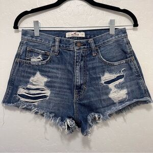 Hollister High Waisted Denim Shorts Distressed Mallcore